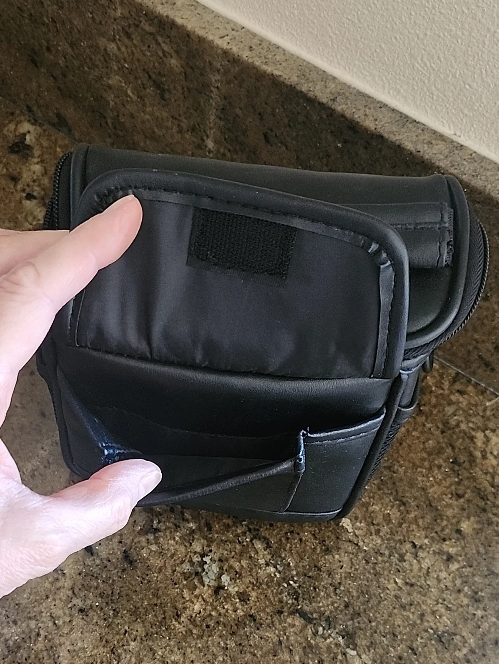 Icon C Black Faux Leather Camera Case With Detach Strap Pockets Zips